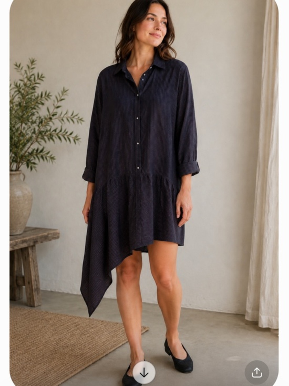 Ann Mashburn linen midi Dress Stripe Poplin size large
